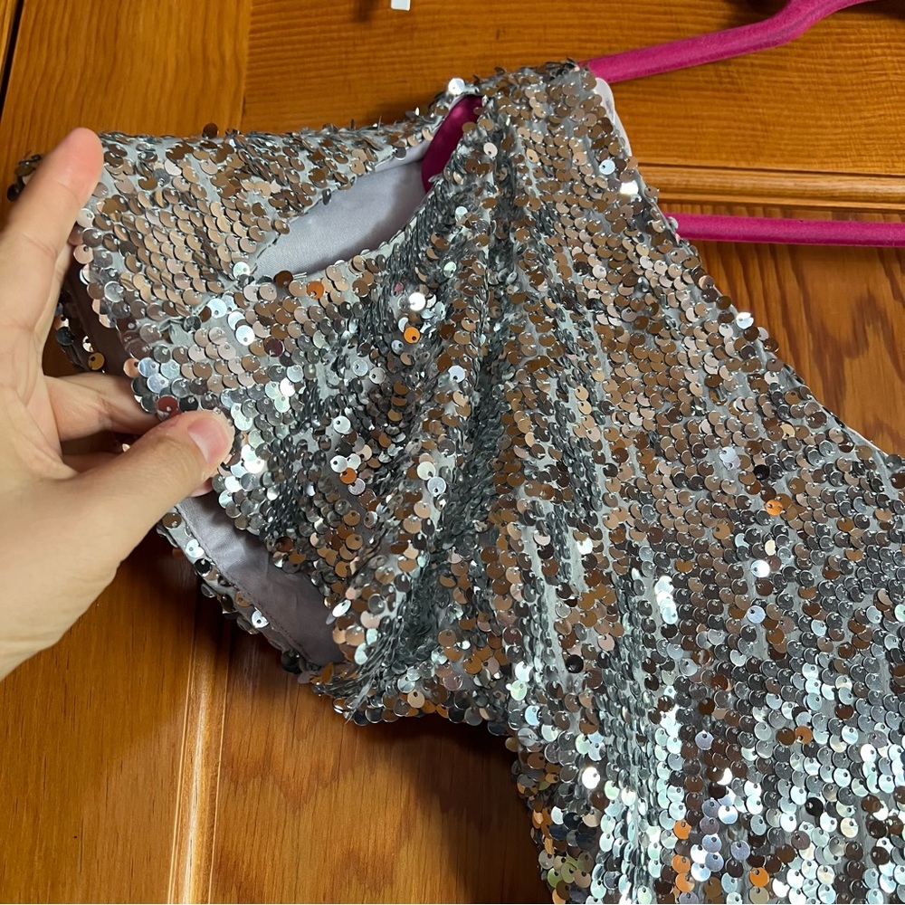 Sequin Cold Shoulder Bodycon Dress NWT - Picture 2 of 7